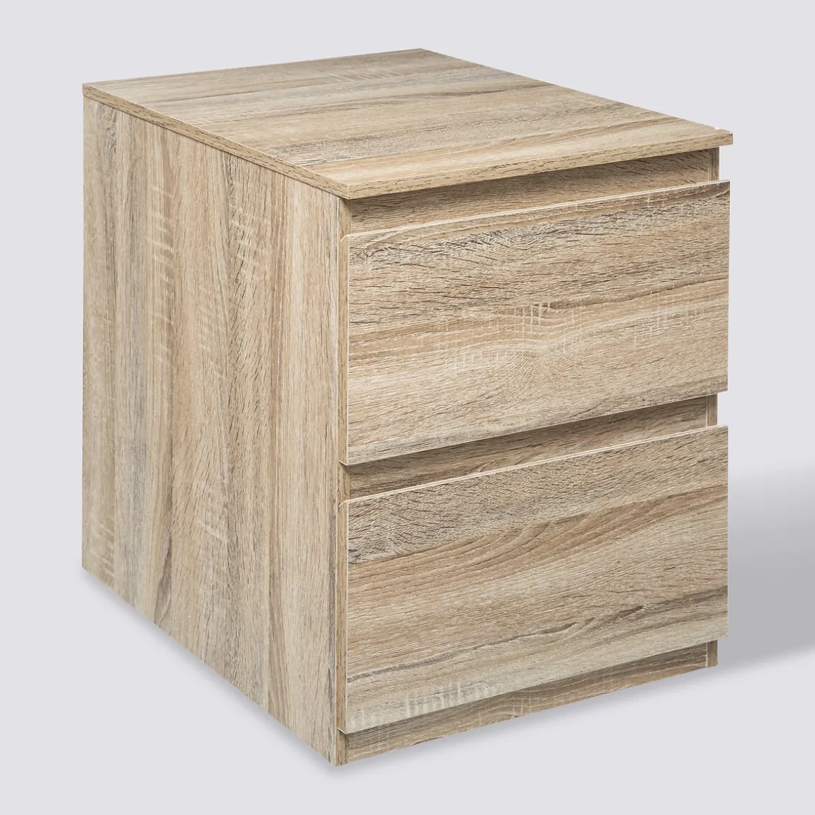 Commode 2 tiroirs, Effet bois naturel