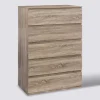 Commode 5 tiroirs, Effet bois naturel