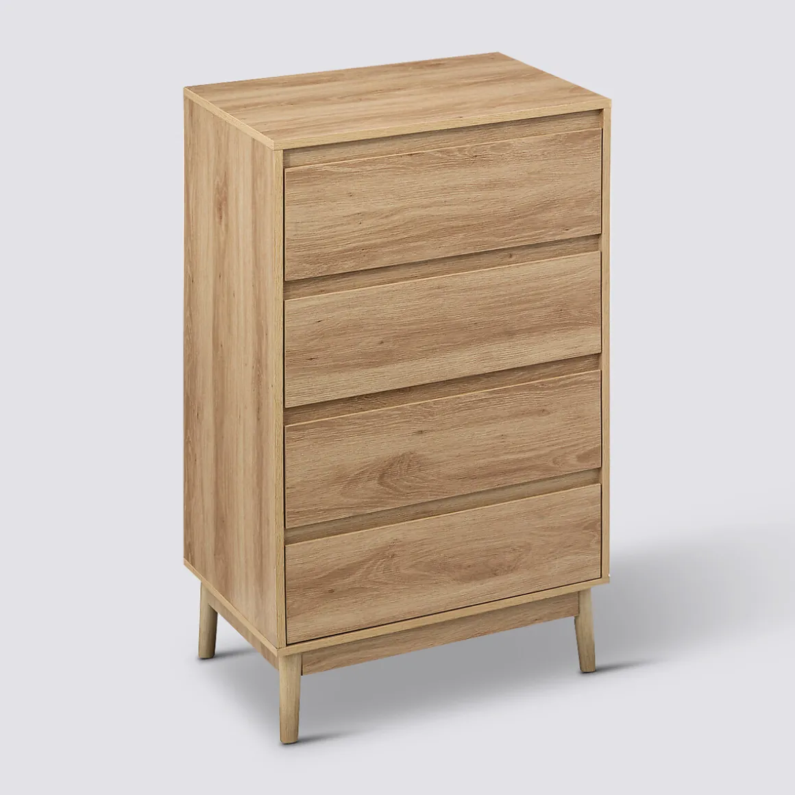 Commode 4 tiroirs, Effet chêne naturel
