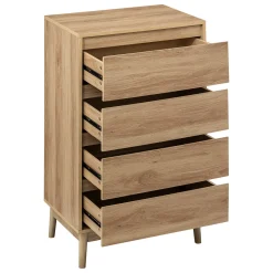 Commode 4 tiroirs, Effet chêne naturel