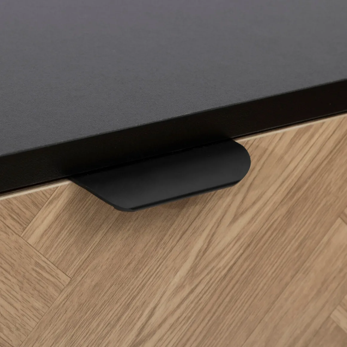 Commode 4 tiroirs, Effet pin naturel et noir
