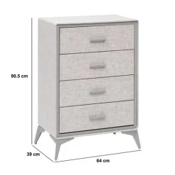 Commode 4 tiroirs, Gris