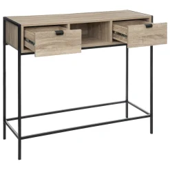 Console 2 tiroirs - Effet bois, Noir