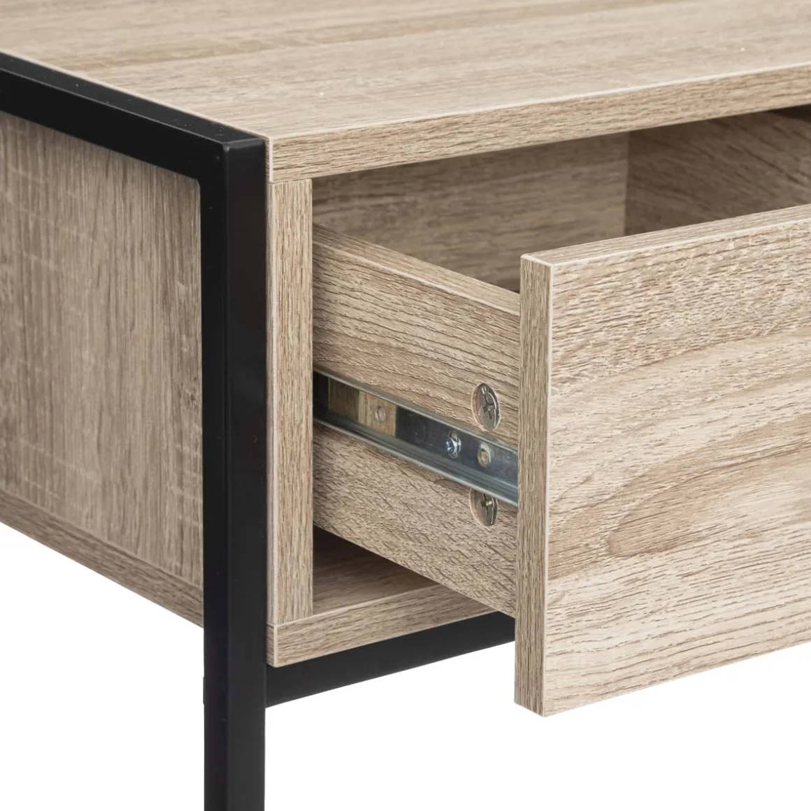 Console 2 tiroirs - Effet bois, Noir