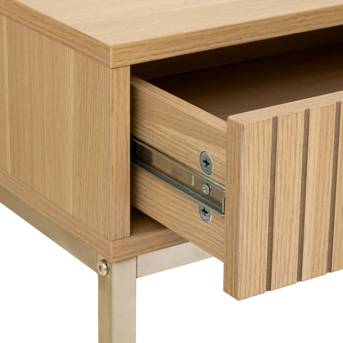 Console 2 tiroirs, Effet bois naturel