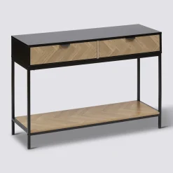 Console 2 tiroirs, Effet pin naturel et noir