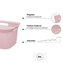 Corbeille à linge 45L, Rose