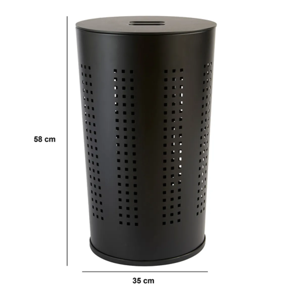 Corbeille à linge, métal et bois, 45L - Noir