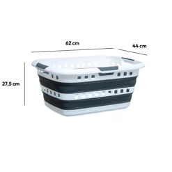 Corbeille à linge pliable 45L - Gris, Blanc