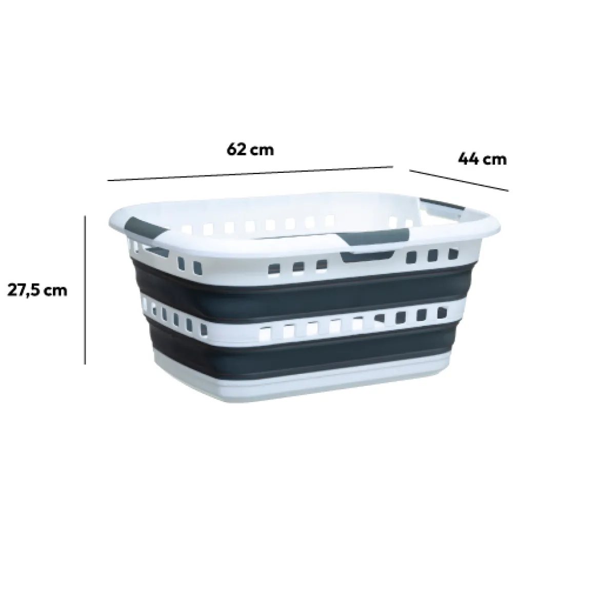 Corbeille à linge pliable 45L - Gris, Blanc