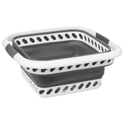 Corbeille à linge pliable 40L - Gris, Blanc