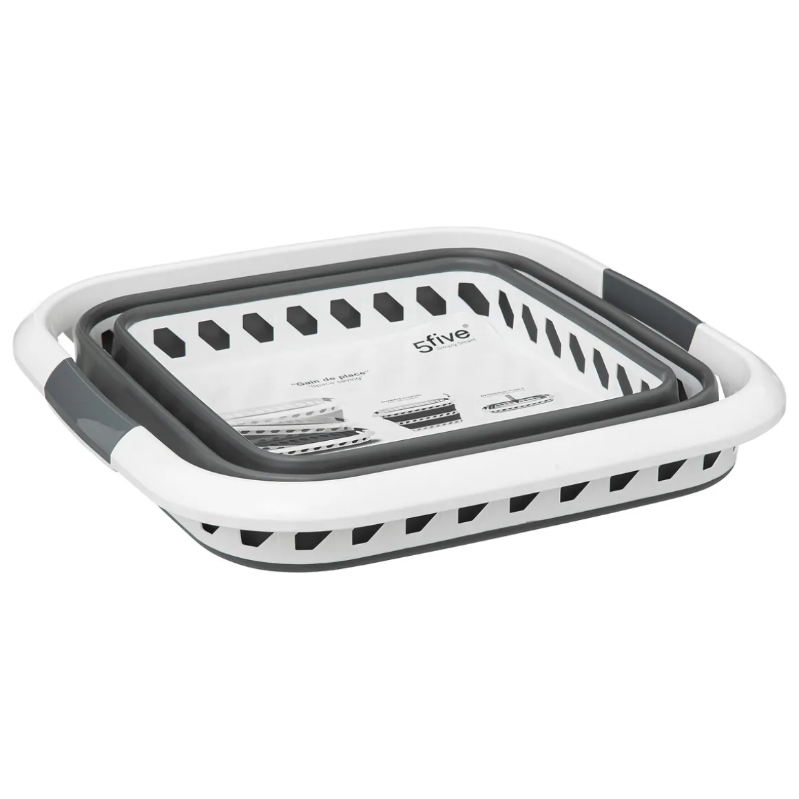 Corbeille à linge pliable 40L - Gris, Blanc