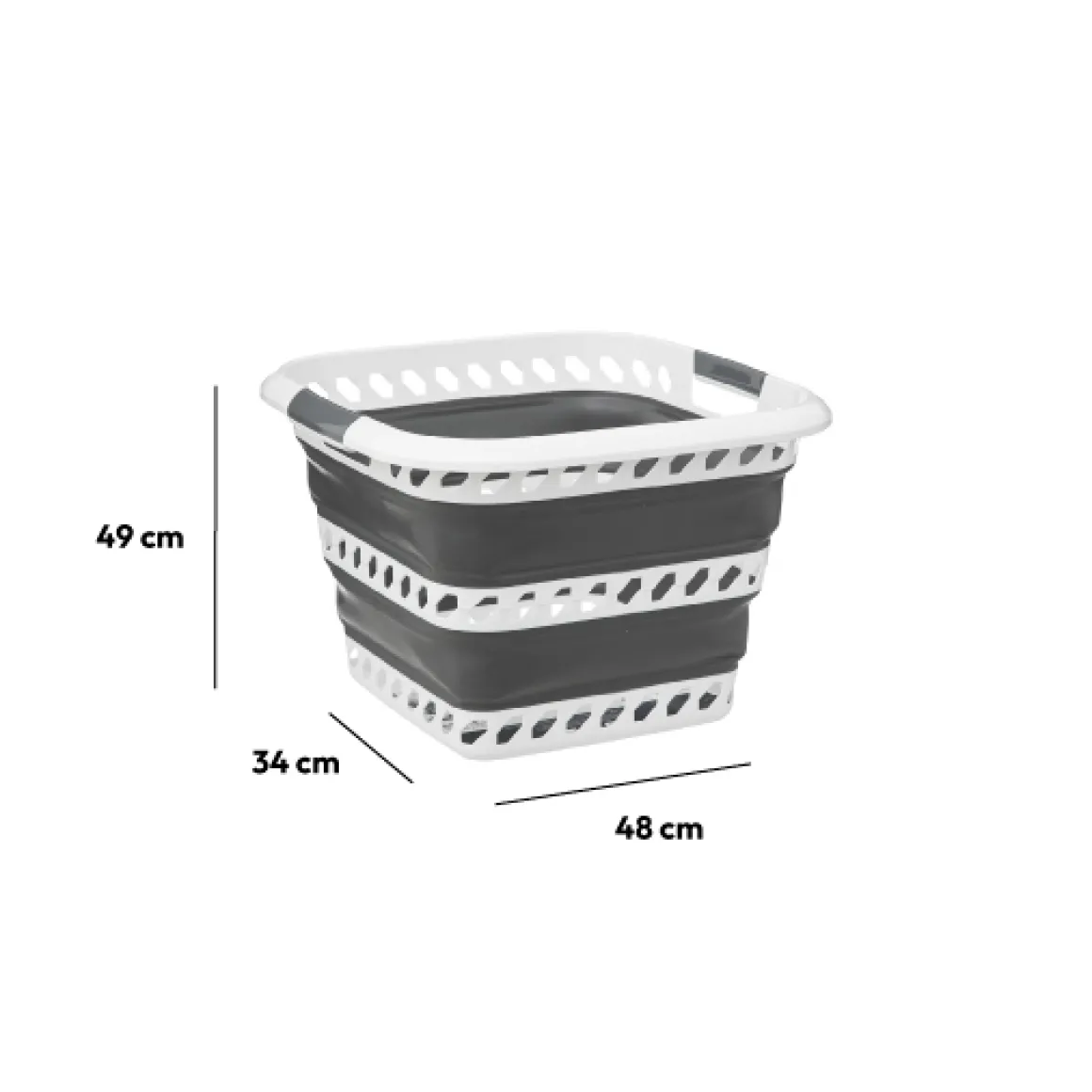 Corbeille à linge pliable 40L - Gris, Blanc