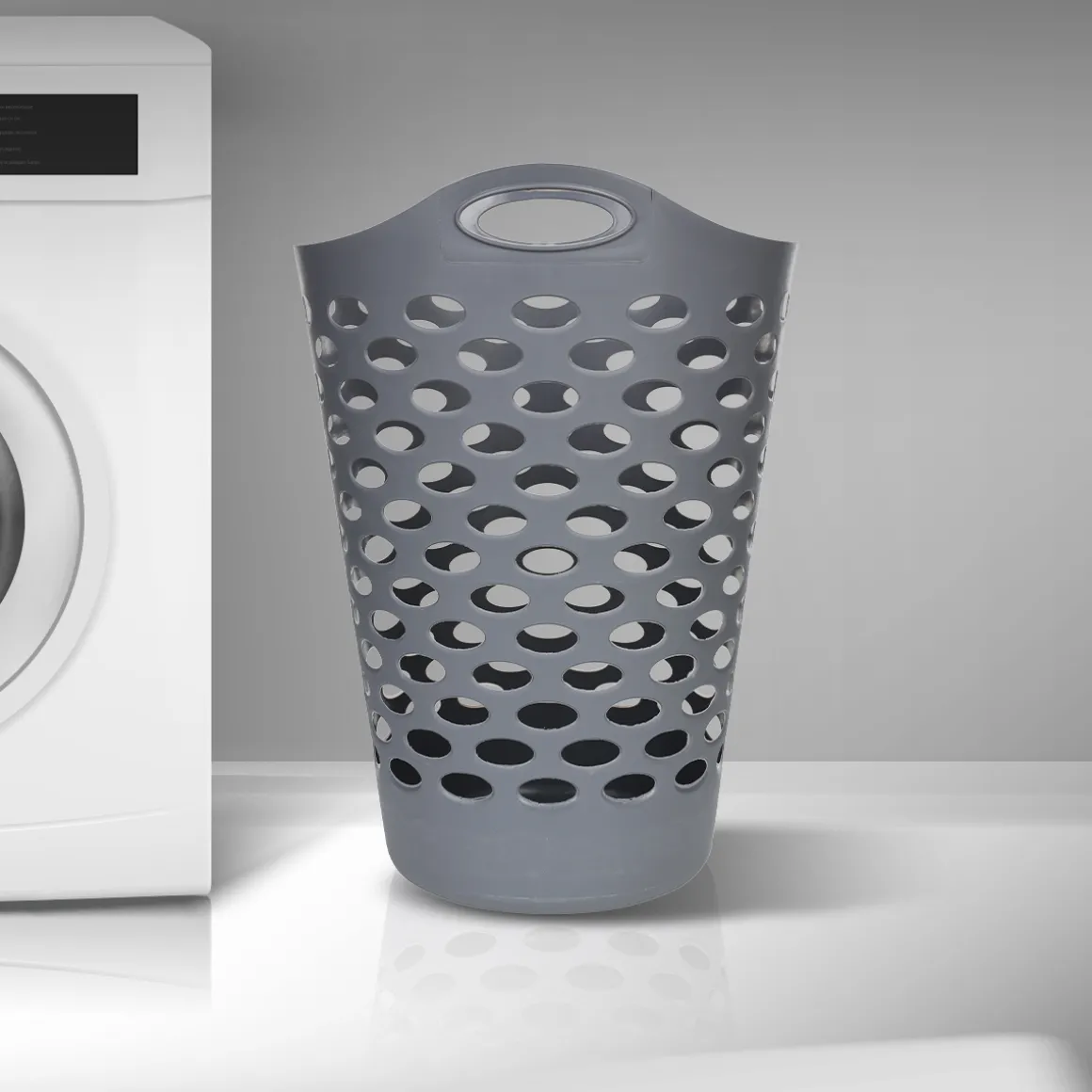 Corbeille à linge souple 60L, Gris