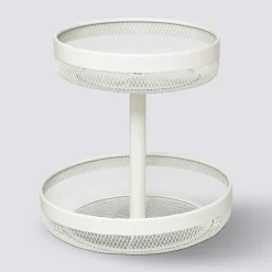 Corbeille 2 niveaux en métal, Beige