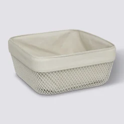 Corbeille à pain, métal et coton, 25,5cm - Beige