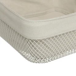 Corbeille à pain, métal et coton, 25,5cm - Beige