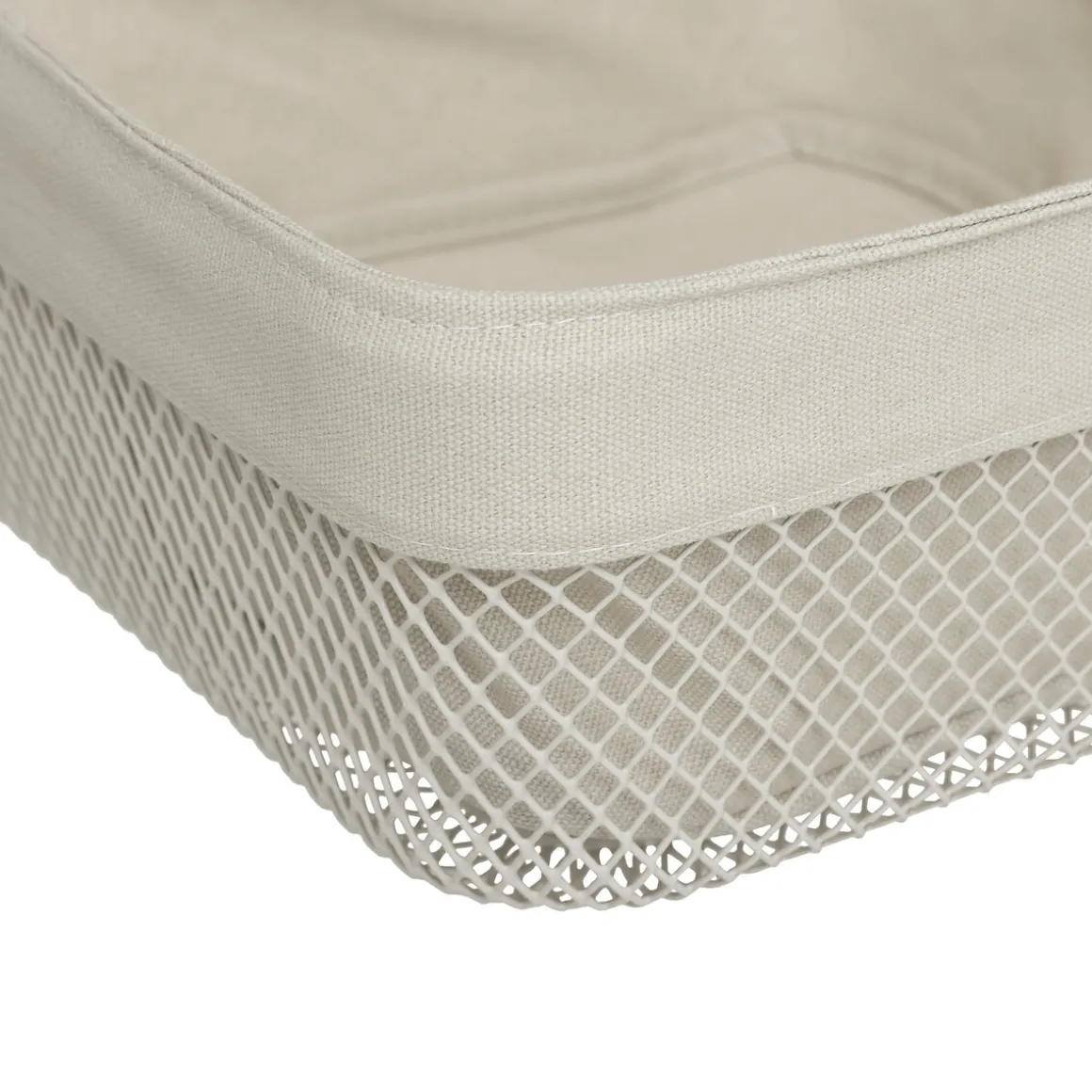 Corbeille à pain, métal et coton, 25,5cm - Beige