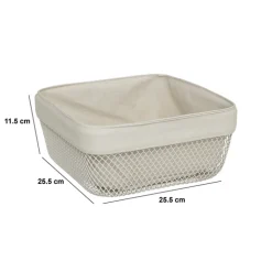 Corbeille à pain, métal et coton, 25,5cm - Beige