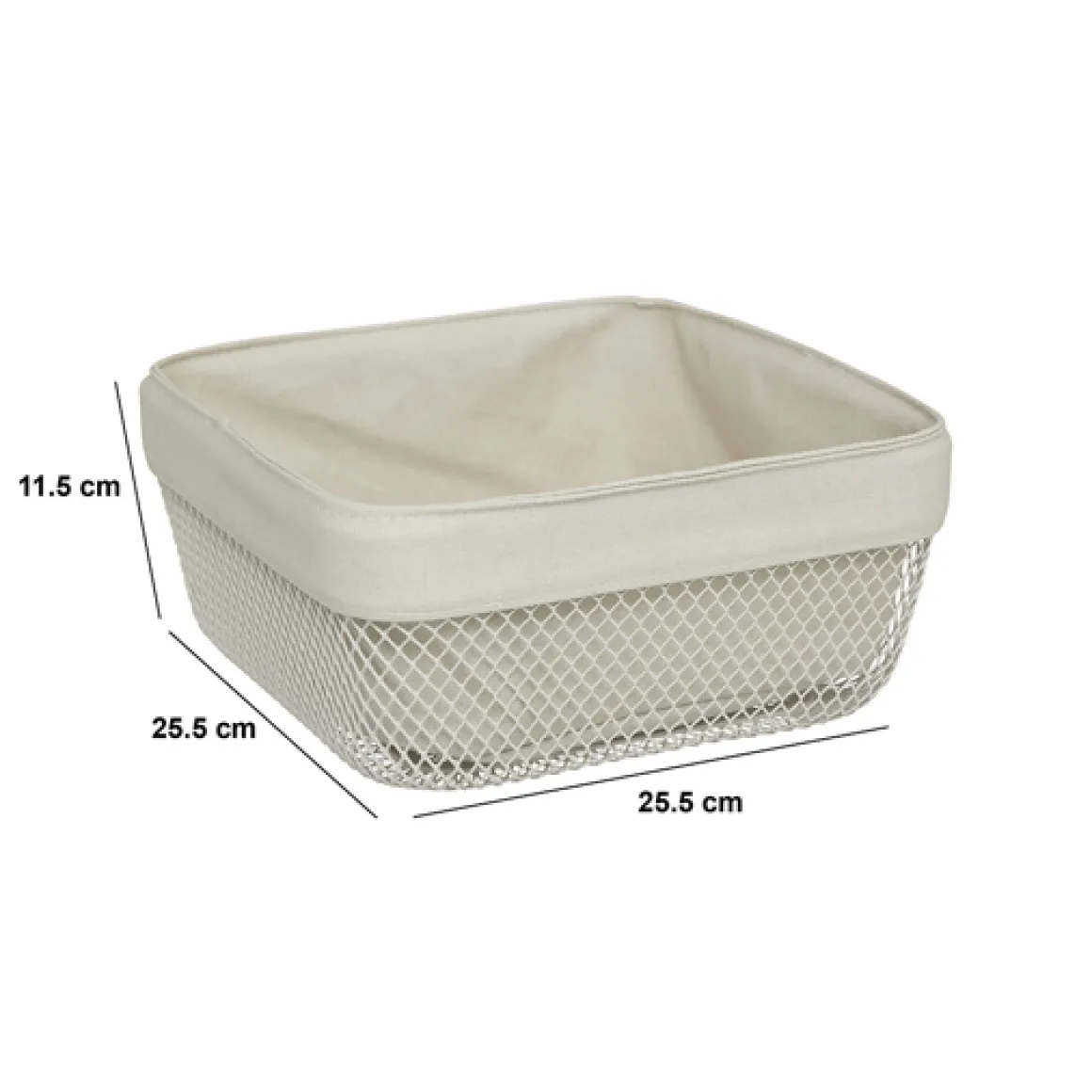 Corbeille à pain, métal et coton, 25,5cm - Beige