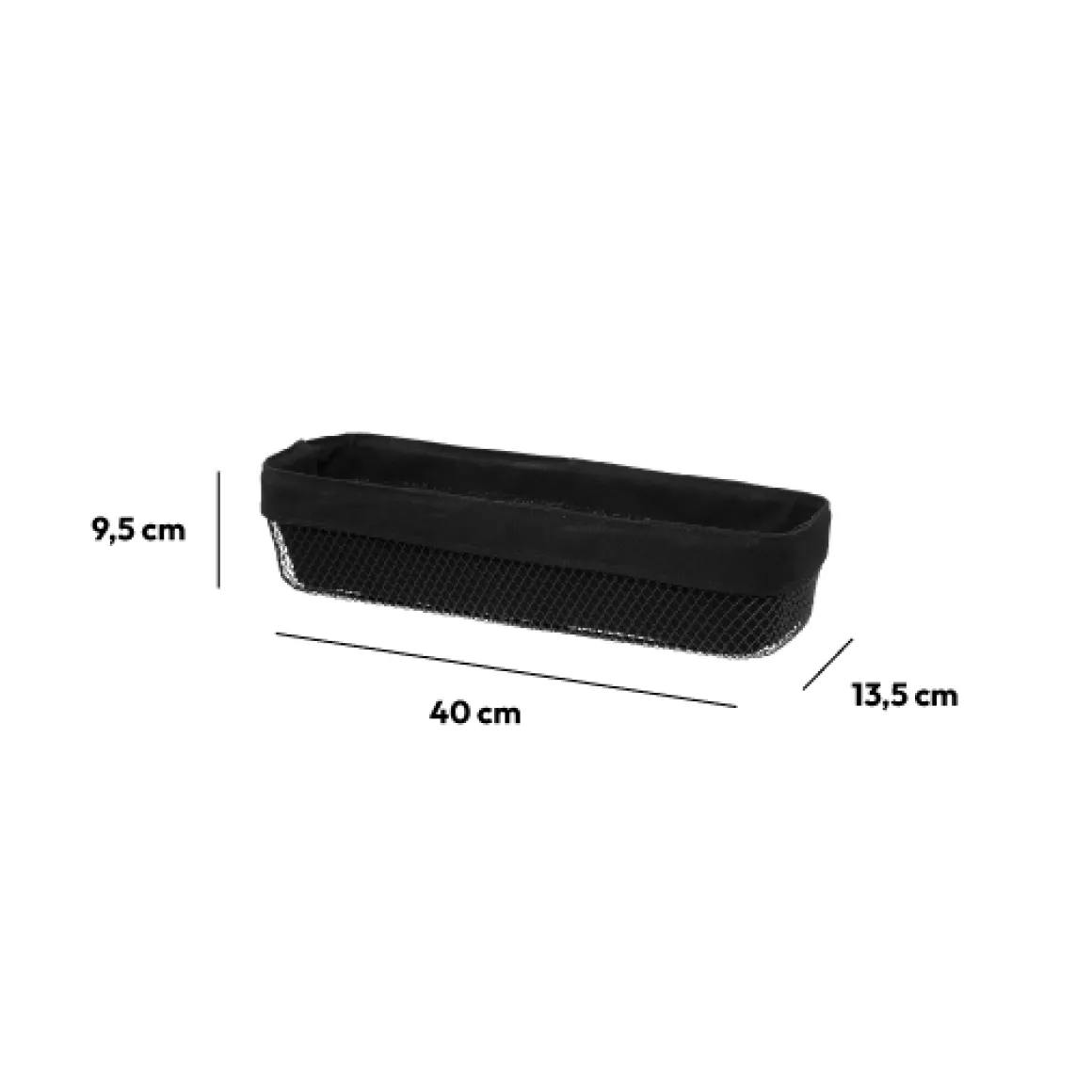Corbeille à pain métal 40x14 cm, Noir