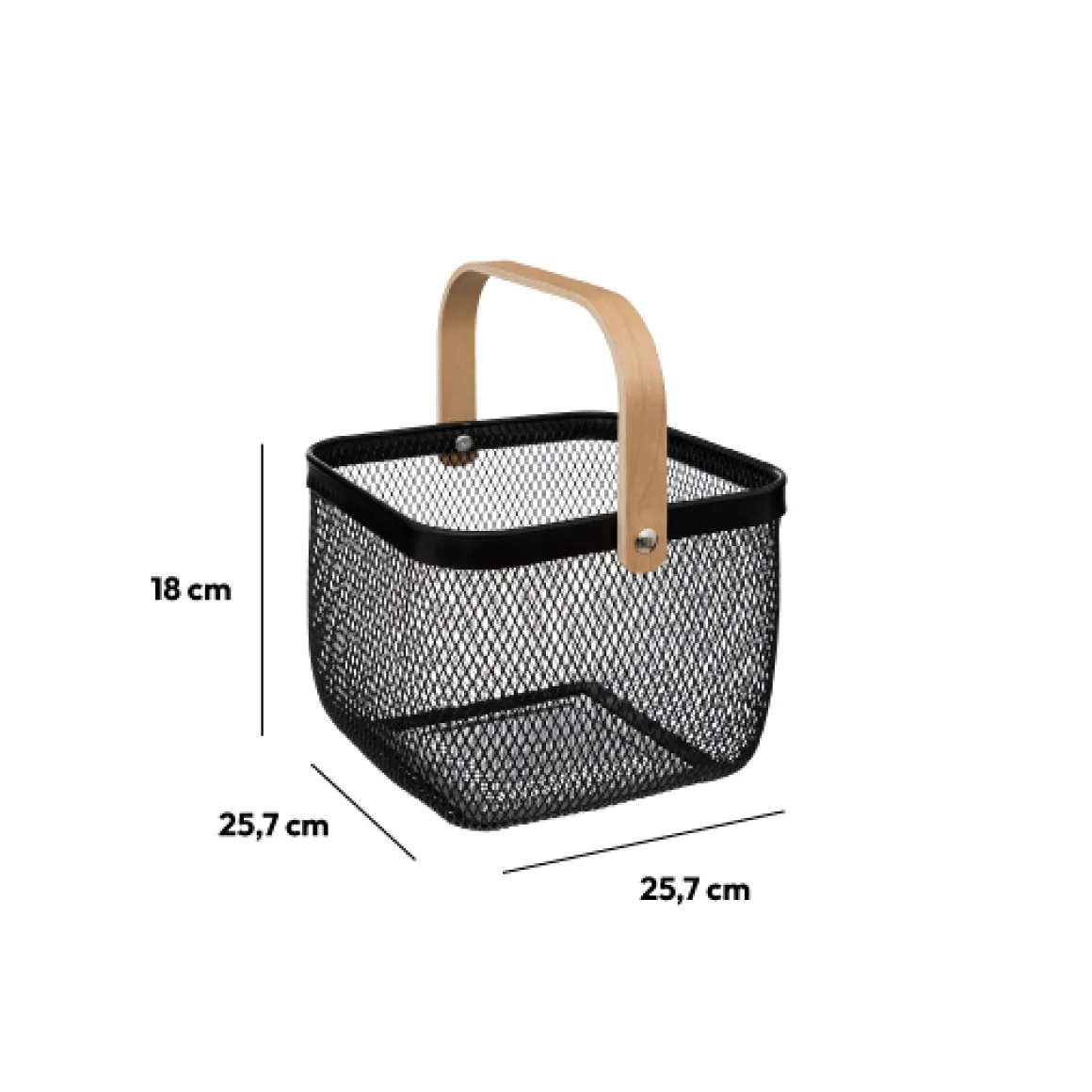Corbeille carré avec anse 25cm