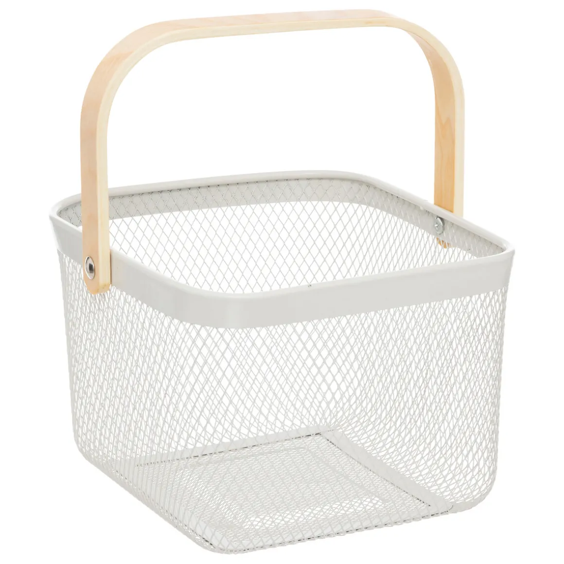 Corbeille carrée, métal, Beige et blanc