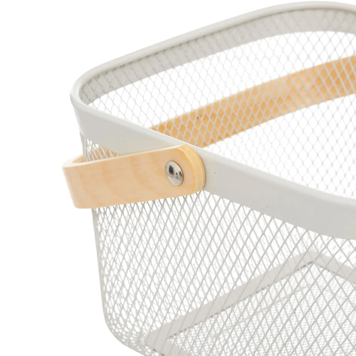 Corbeille carrée, métal, Beige et blanc