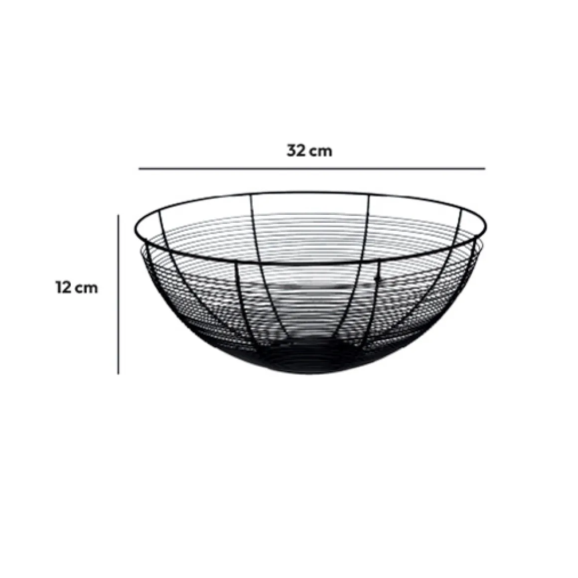 Corbeille 32cm en fer, Noir