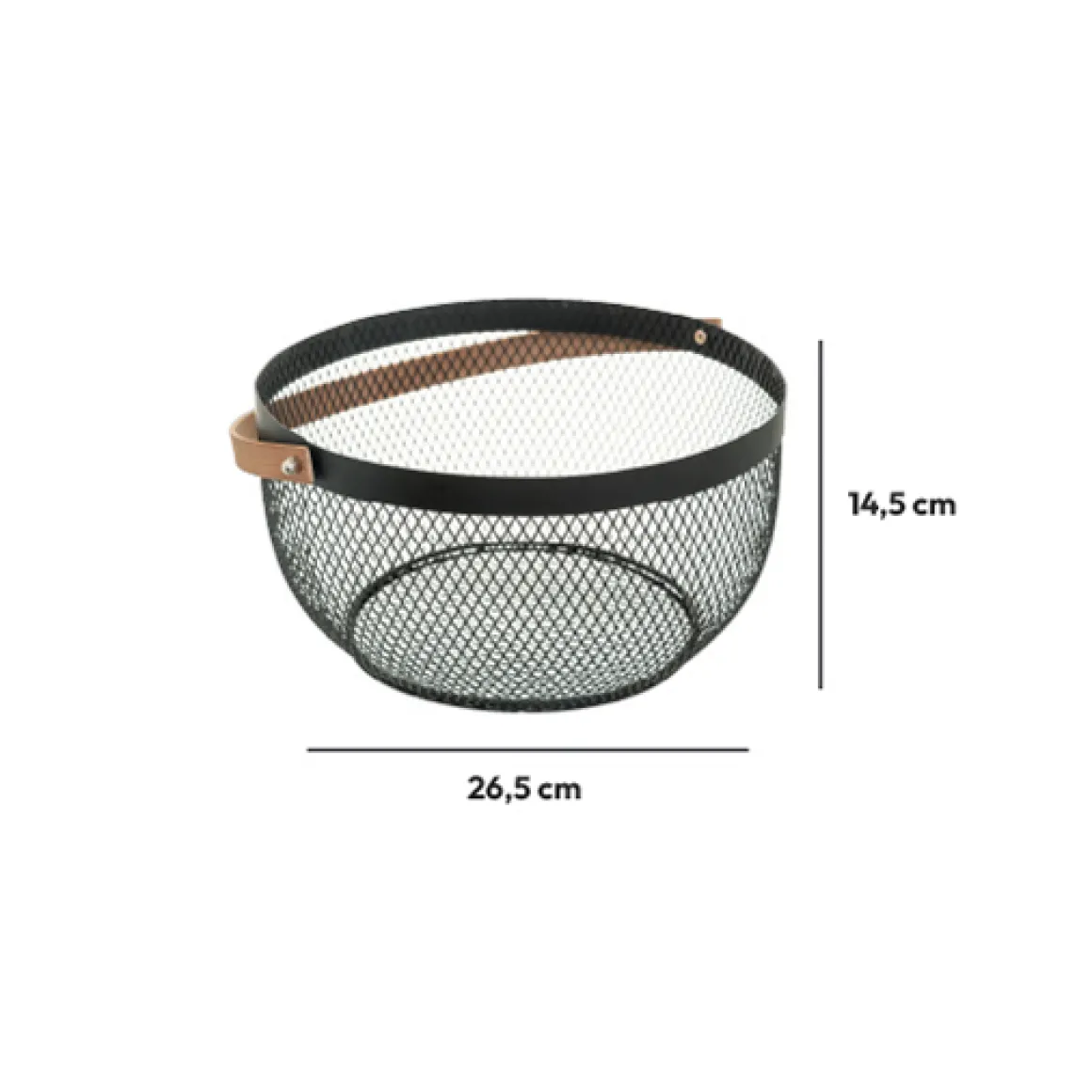 Corbeille en métal 29 cm, Noir