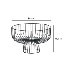 Corbeille en métal sur pied 28 cm, Noir