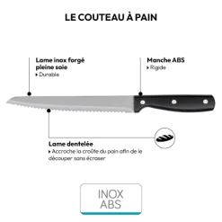 Couteau à pain inox - lame 20cm