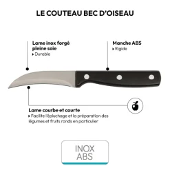 Couteau bec d'oiseau inox - lame 8cm