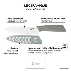Couteau chef céramique - lame 15cm