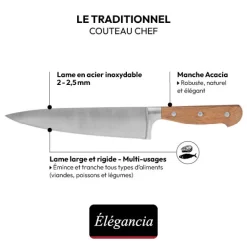 Couteau de chef acier - lame 22 cm