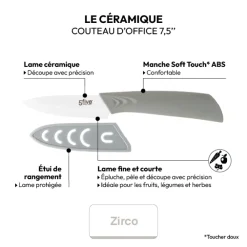 Couteau d'office céramique - lame 7,5cm