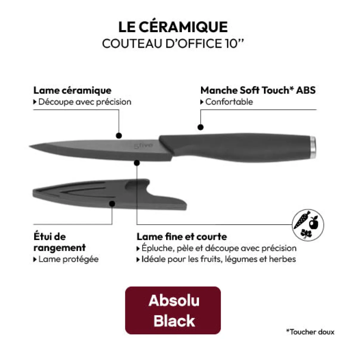 Couteau d'office céramique - lame 10cm