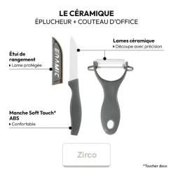 Couteau et éplucheur, céramique