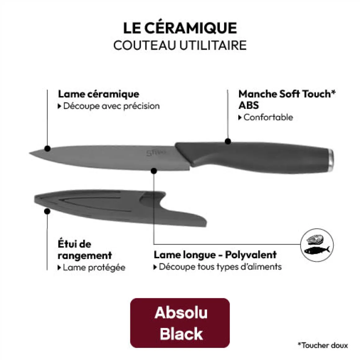 Couteau utilitaire céramique - lame12,5cm
