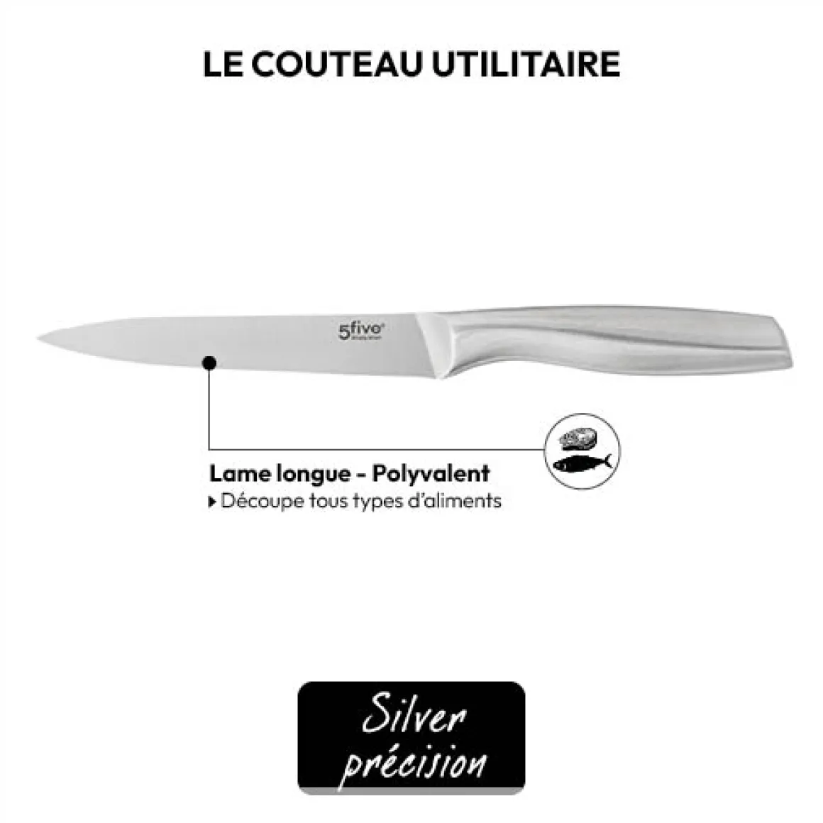Couteau utilitaire inox - lame 13,3cm