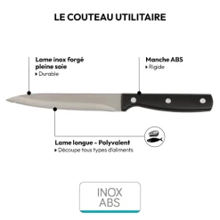 Couteau utilitaire inox - lame 13cm