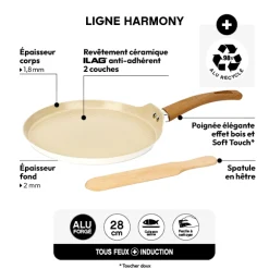 Crépière aluminium forgé beige, 26cm