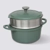 Cuiseur vapeur fonte d'aluminium vert, 24cm
