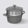 Cuiseur vapeur fonte d'aluminium gris, 24cm