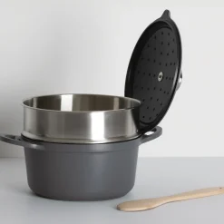 Cuiseur vapeur fonte d'aluminium gris, 24cm