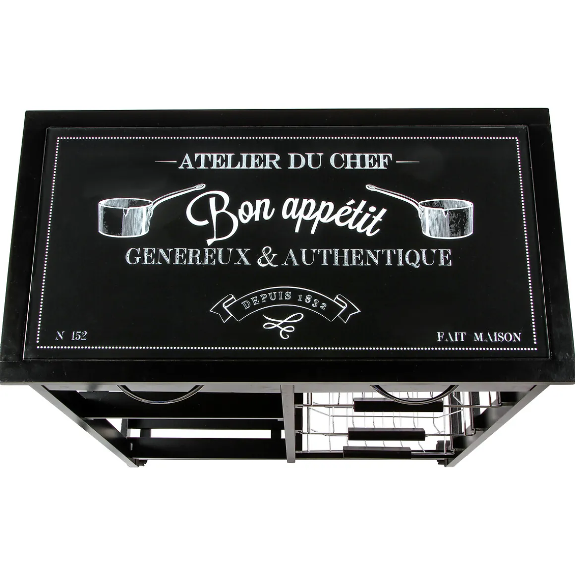 Desserte à roulettes 5 niveaux, Noir