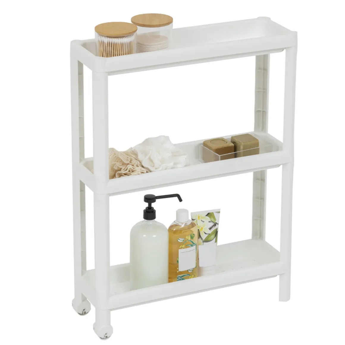 Desserte à roulettes 3 niveaux, Blanc