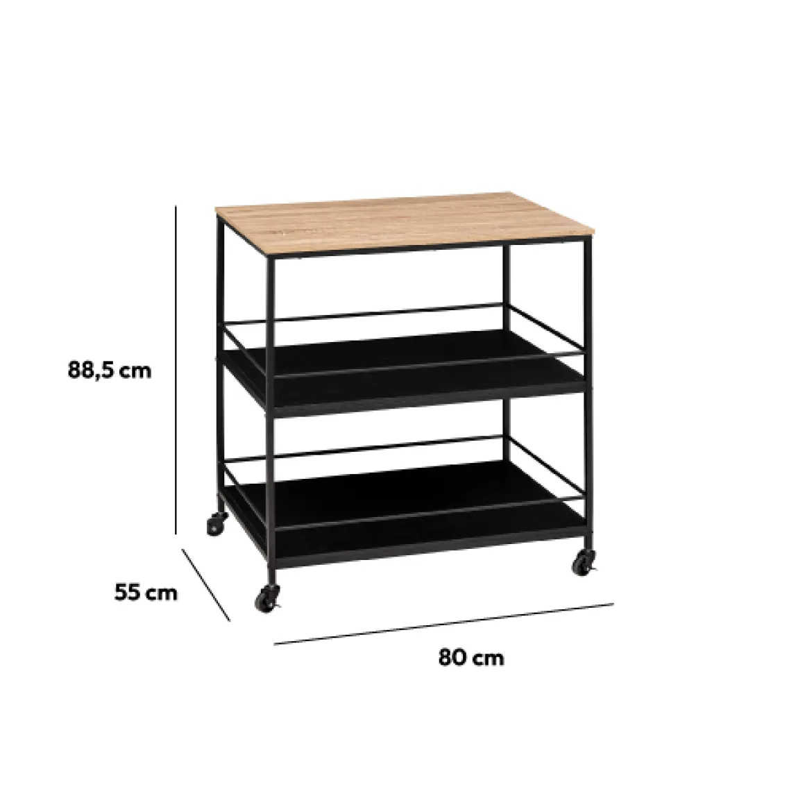 Desserte grand modèle 2 niveaux, Noir