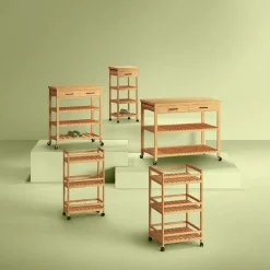 Desserte grand modèle 2 tiroirs, Bambou