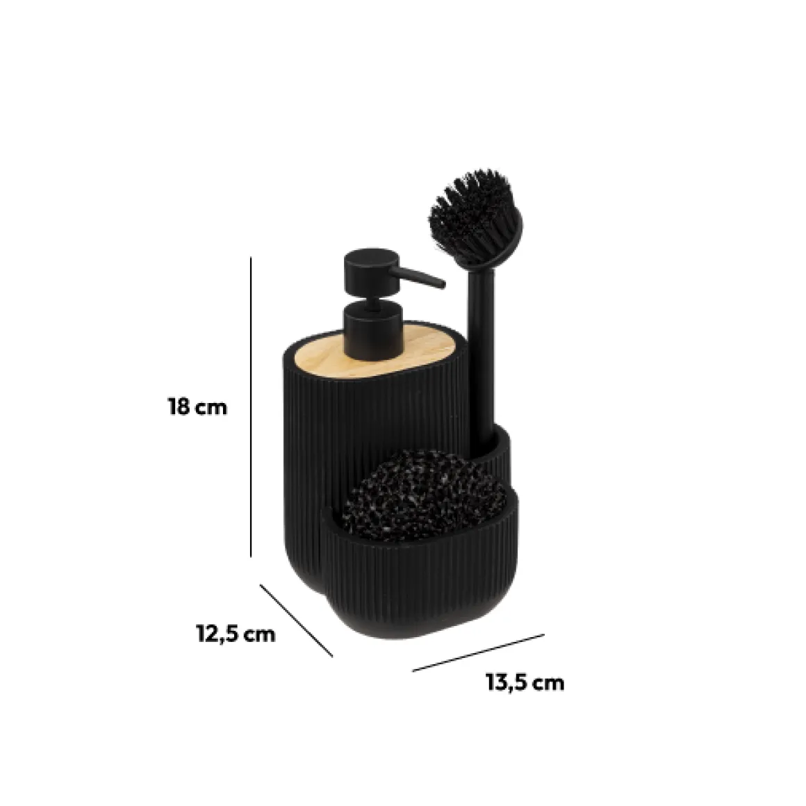 Distributeur de savon avec accessoires 500ml, Noir